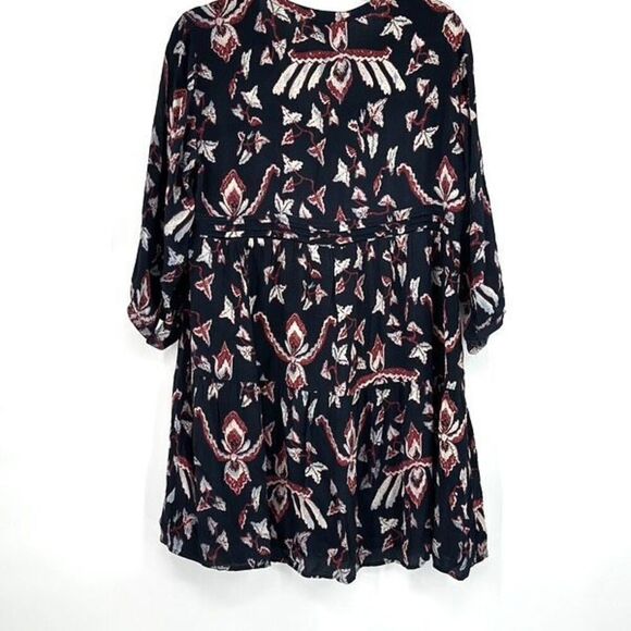 Ba&Sh Boho Blue Calix 3/4 Sleeve Pleated Tunic Mini Dress Small - Picture 4 of 15